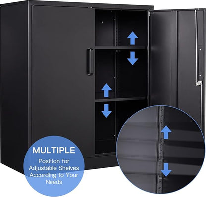 Yizosh Metal Storage Cabinet with 2 Doors and 2 Adjustable Shelves - 35.5" Garage Wall Cabinet, Locking Counter Cabinet for Home Office,Garage,Gym,School