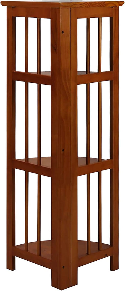 Casual Home 4-Shelf Corner Folding Bookcase, Honey Oak