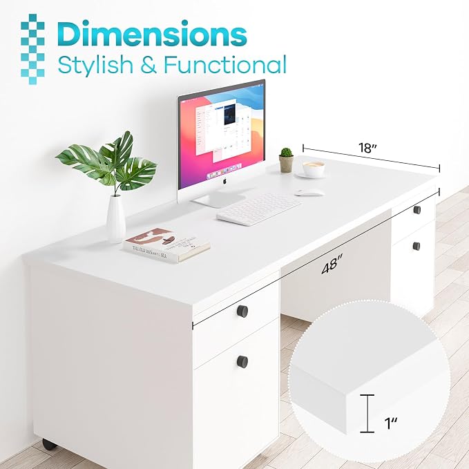 Kaboon 48x18 inches Tabletop, Solid One-Piece Desktop for Sit Stand Desk, Double Desks, L Desk DIY,Wood Countertop Home or Commercial Use,1 inch Thick, White