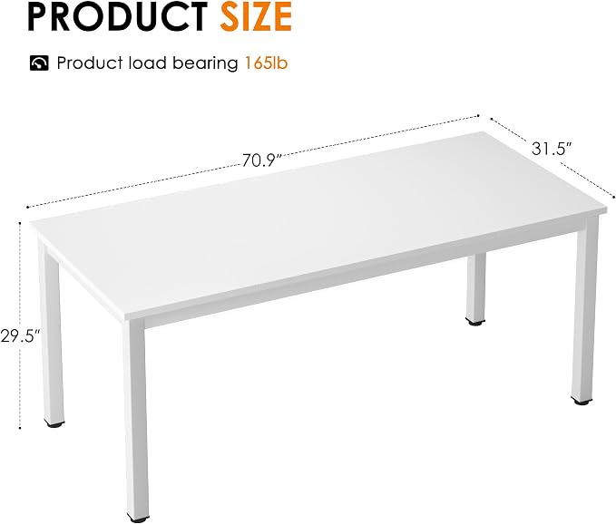 sogesfurniture 71 inches Office Desk Computer Desk Gaming Desk Computer Table Sturdy Writing Workstation for Home Office, White