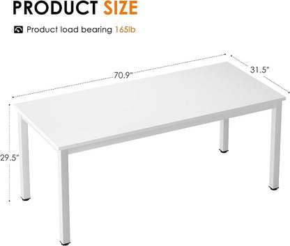 sogesfurniture 71 inches Office Desk Computer Desk Gaming Desk Computer Table Sturdy Writing Workstation for Home Office, White