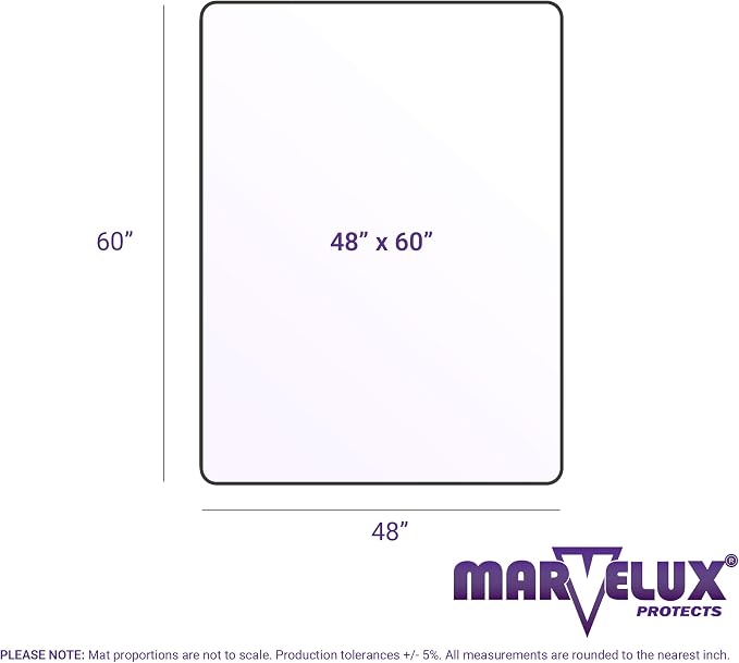 Marvelux Large Office Chair Mat for Hardwood Floors 48" x 60" Clear PVC Hard Floor Protector Mat for Under Desks, Rectangular Vinyl Floor Mat for Computer Desks and Gaming Chairs