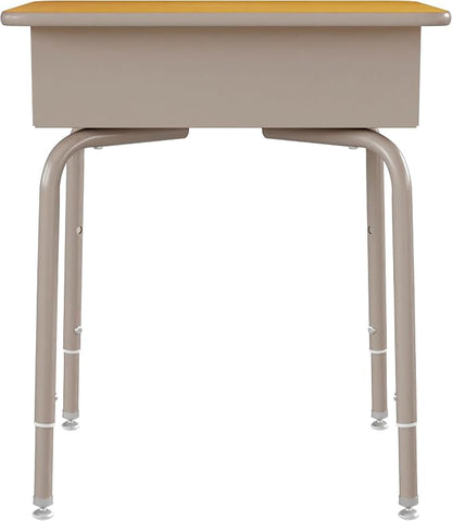 Flash Furniture Billie Student Desk - Maple Open Front School Desk - Silver Metal Frame - 24"W x 18"D Adjustable Height, Durable for School or Remote Learning