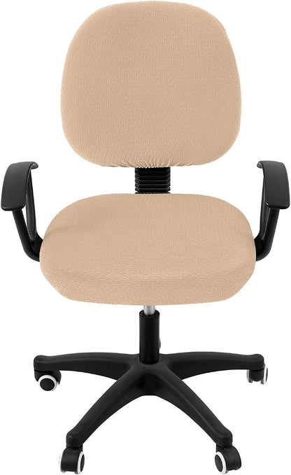 Smiry Stretch Jacquard Office Computer Chair Covers, Removable Washable Universal Desk Rotating Chair Slipcovers Protector, Seat + Backrest Cover, Khaki