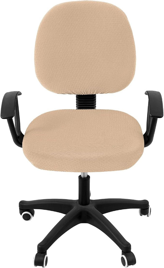 Smiry Stretch Jacquard Office Computer Chair Covers, Removable Washable Universal Desk Rotating Chair Slipcovers Protector, Seat + Backrest Cover, Khaki