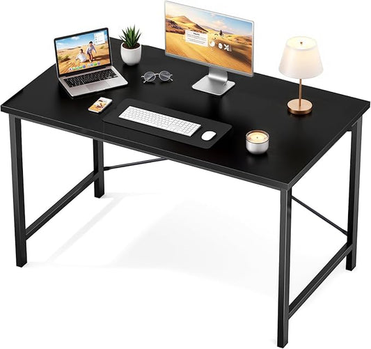 Sweetcrispy Computer Small Office Desk 44 Inch Student Study Writing Work with Metal Frame Wood Tabletop Modern Simple PC Table for Home and Bedroom, Black