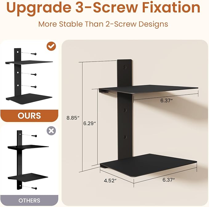 Wawocs Invisible Bookshelf for Wall, 4 Tier Floating Bookshelf Made of Heavy Duty Metal, Vertical Spine Book Tower Hanging Wall Bookshelf, Floating Book Shelves for Wall, 2 Pack Black