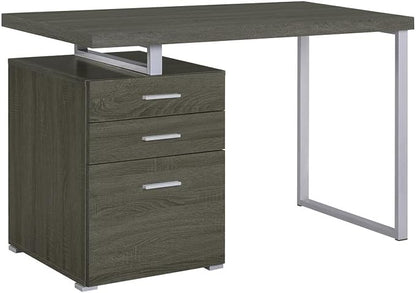 CARTESIAN Reversible 47 Inch 3 Drawer Office Computer Desk in Weathered Gray