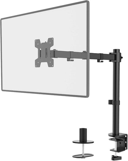 WALI Single Monitor Mount, Single Monitor Arm Desk Mount, Up to 32 inch Ultrawide, Regular Screens up to 27 inches, 22lbs, Adjustable Mount with C-CLAMP for Home Office Application(M001), Black