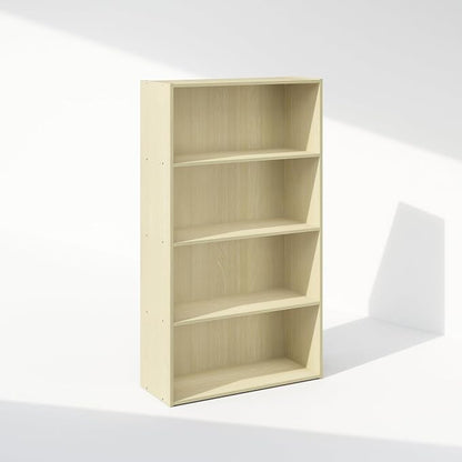 Furinno Simple Book Shelf, 4-Tier Bookshelf, Bookcase with Open Shelf, 9.4 x 23.6 x 41.7, for Living Room, Bedroom, Home Office, Steam Beech