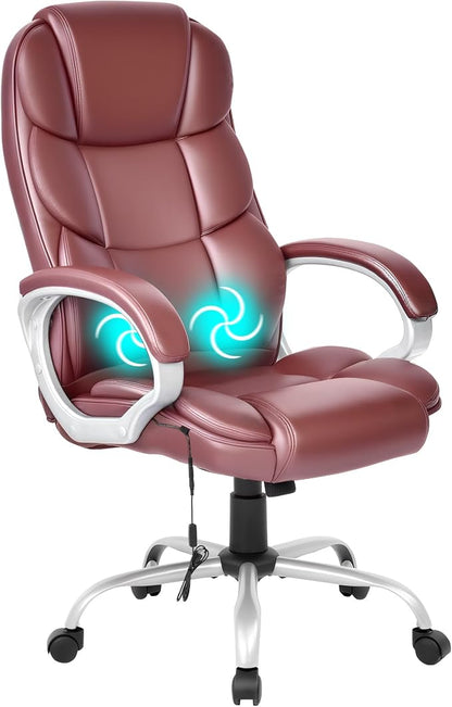 FDW Office Chair Computer High Back Adjustable Ergonomic Desk Chair Executive PU Leather Swivel Task Chair with Armrests Lumbar Support (Dark Brown)