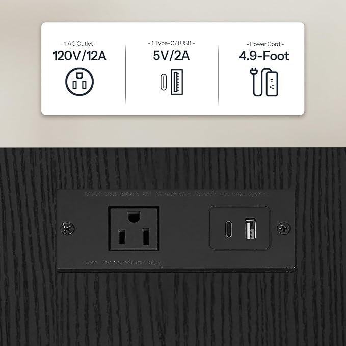 HOOBRO Side Table with Charging Station, Set of 2 End Tables with USB Port and Outlets, Nightstand with 2-Layer Storage Shelves for Small Spaces, Living Room, Bedroom, Black BK09UBZP201