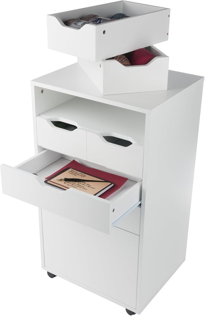 Winsome Halifax Mobile Storage Cabinet with 7 Drawers in White, Stylish & Functional Home Storage Cabinet for Filing, Kitchen Organization, Moveable Furniture for Office, Dorms, Apartments