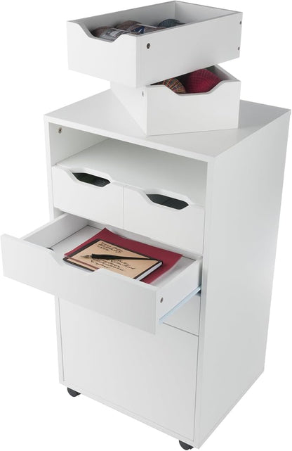 Winsome Halifax Mobile Storage Cabinet with 7 Drawers in White, Stylish & Functional Home Storage Cabinet for Filing, Kitchen Organization, Moveable Furniture for Office, Dorms, Apartments