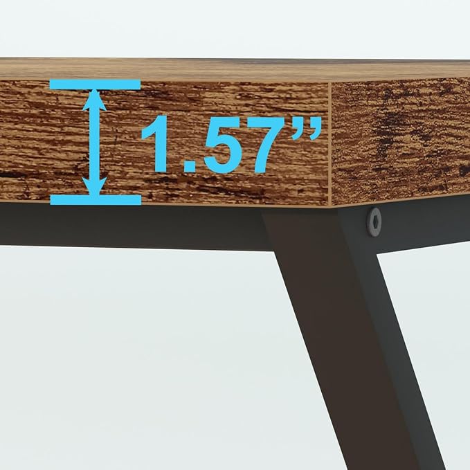 IBF 55 inch Computer Desk, Farmhouse Home Office Desk, Industrial Wood Metal Legs Work Desk for Writing Study, Vintage Minimalist Laptop Executive Workstation PC Gaming Table in Bedroom, Rustic Brown