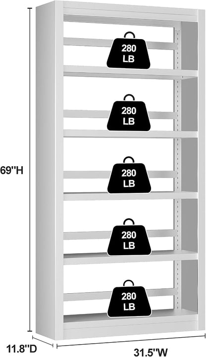 Bookcase, 5-Shelf Industrial Bookshelf, Large Storage Space, Adjustable Bookshelves, Perfect for Living Room, Home Office, Garage, Ideal for WFH Essentials & Home Office Upgrade