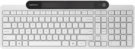 Lenovo 800 Self-Charging Bluetooth Keyboard, Uses Ambient Light for Charging, Bluetooth 5.1, Supports 3 Devices, Battery Free, Wireless, White