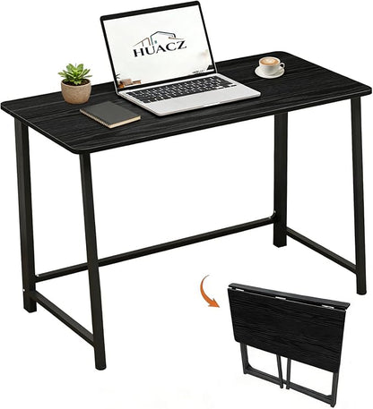 31.5" Folding Desk for Small Spaces, Foldable Computer Table for Home Office,Study,Bedroom,Dorm,Craft, Space Saving,Small Writing Work Office Compact Computer Desk,Easy Assembly,Black