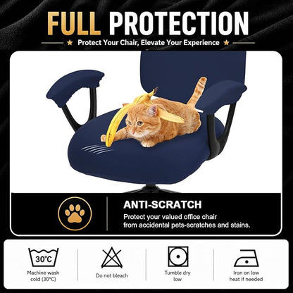 DIVA EN CAMINO DEC Stretchable Split Office Chair Seat Covers - Stretch Computer Chair Slipcover - Washable Rotating Backrest Coverings & Cushion Protectors & Armrest Covers for Dogs, Cats, Pets