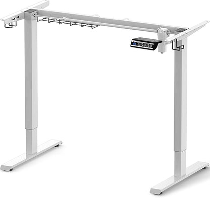 SHW Premium Electric Standing Desk Frame – Height Adjustable Motorized Base for 40" to 72" Table Tops, Smooth Lift Sit-Stand Frame for Home or Office, White
