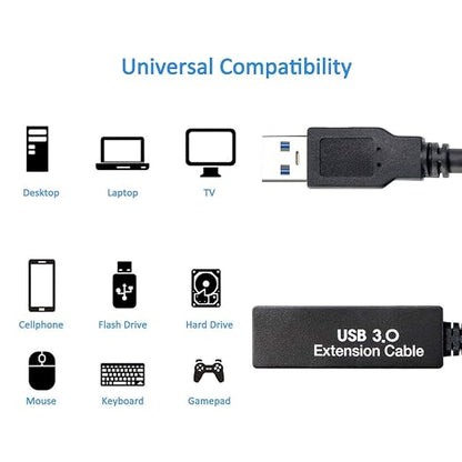 25Feet Active USB 3.0 extension cable,Long USB Extension Cord A-Male A-Female,With Expansion Chipset Signal Boosters, Compatible With Oculus Quest 3,VR, Xbox, PS4, Webcam,etc.