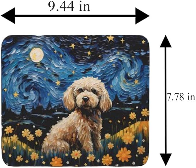 Starry Night Poodle Dog Mouse Pad for Computer Laptop Home Office Gaming Working Desk Desktop Accessories Non-Slip Rubber Mouse Pad for Dog Lovers (Poodle)