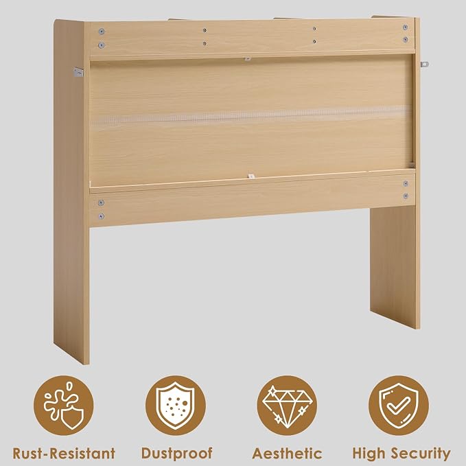 Nromant Desktop Bookshelf, Wooden Desk Storage Hutch with 5 Shelves, 3-Tier Desktop Display Organizer Rack for Office Home (Natural, 5 Shelves B)