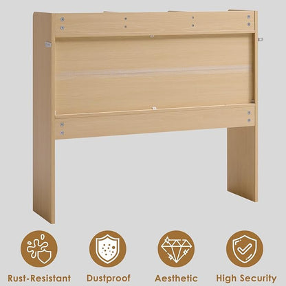 Nromant Desktop Bookshelf, Wooden Desk Storage Hutch with 5 Shelves, 3-Tier Desktop Display Organizer Rack for Office Home (Natural, 5 Shelves B)