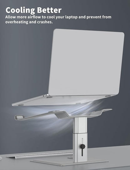 ALASHI Laptop Stand for Desk, Computer Stand Adjustable Height, Ergonomic Notebook Laptop Riser, Aluminum Metal Holder Compatible with 10 to 17.3 Inches Notebook PC Computer, Silver