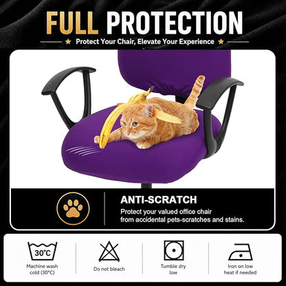Super Stretchable Separate Office Chair Seat Covers - Universal Spandex Computer Chair Slipcover - 180GSM Washable Rotating Backrest Coverings & Cushion Protectors for Dogs, Cats, Pets