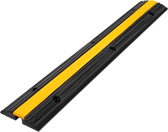 Happybuy 4 Pack of 1-Channel Rubber Cable Protector Ramps Heavy Duty 18000Lbs Load Capacity Cable Wire Cord Cover Ramp Speed Bump Driveway Hose Cable Ramp Protective Cover | Heavy Duty, 18000Lbs Load Capacity, Speed Bump Driveway, Hose Cable Ramp