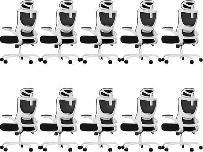 Marsail Ergonomic Office Chair with 3D Armrests, Pack of 10 | Office Desk Chair with High Back Mesh, Adjustable Lumbar Support, Rolling Work Swivel Task Chairs with Wheel, Headrest, home