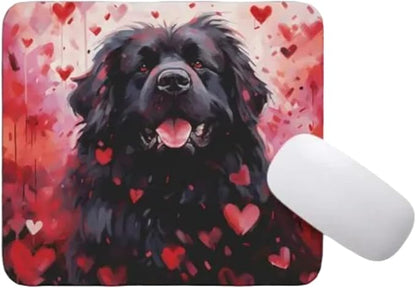 Newfoundland Mouse Pad Dog with Red Hearts Pattern Non-Slip Rubber Mouse Pad Puppy in Love Mouse Pad for Home Office Work Desk Computer Desktop Laptop for Dog Lovers