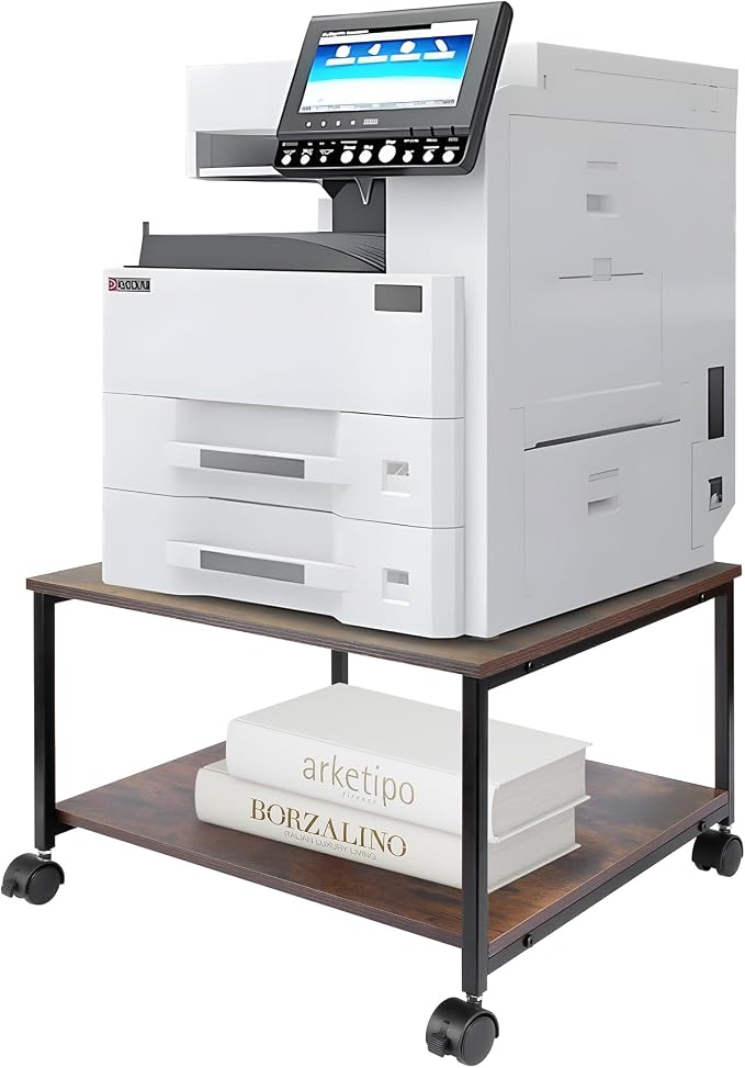 EMERIT Printer Stand,19.5''x19.5''x12.8'' 2 Tier Large Printer Laser Table Heavy Duty Rolling Printer Cart with Wheels for Home Office -100 LBS Each Tier