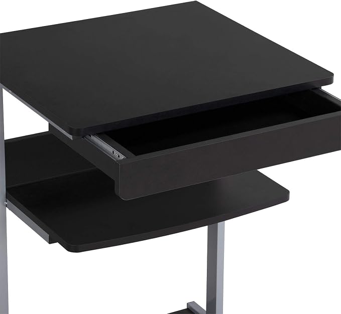 Topeakmart Mobile Computer Desk Office Desk Laptop Computer Table Study Writing Desk with Drawers and Printer Shelf on Wheels for Home Office