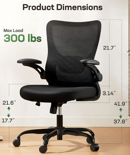 Marsail Ergonomic Office Chair Desk Chair with 3D PU Armrests and Adjustable Lumbar Support Breathable Mesh Chair Executive Rolling Swivel Comfy Task Chair for Home Office Gaming，Pack of 10