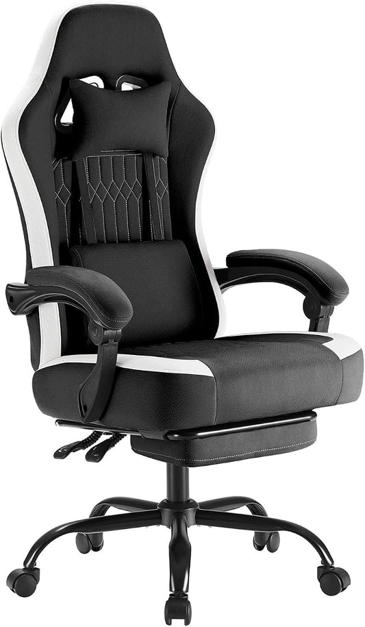 NEWBULIG Gaming Chair with Footrest – High Back Ergonomic Computer Desk Chair with Lumbar Support, Headrest, Linkage Armrests, Reclining Office Chair with 360° Swivel & Height Adjustment, Blake