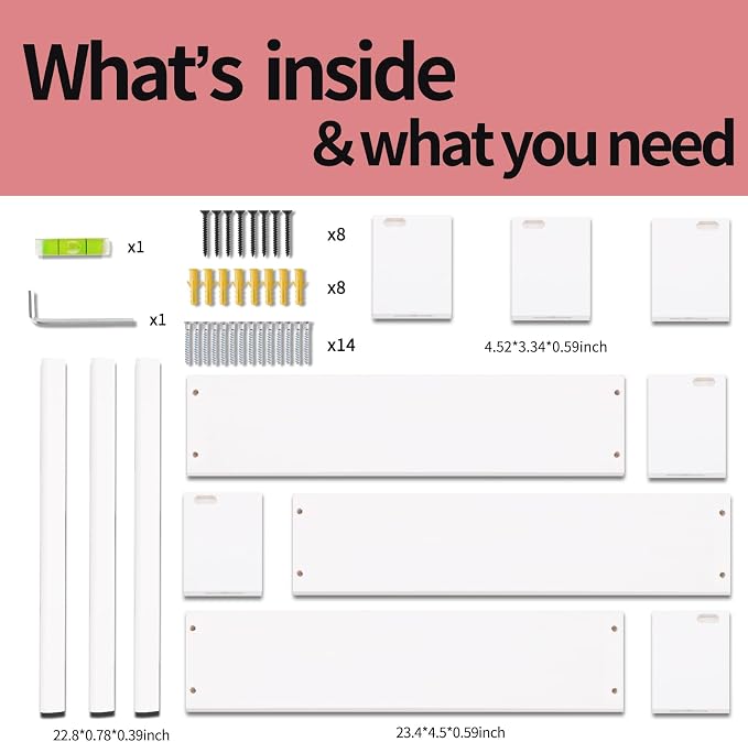 Fixwal Nursery Book Shelves, 23.6 Inch Floating Bookshelf for Wall, Set of 3, Nursery Decor, Solid Wood Wall Mounted Shelves for Books, Toys and Decor Storage (White)