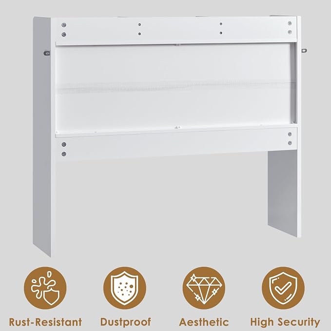 Nromant Desktop Bookshelf, Wooden Desk Storage Hutch with 5 Shelves, 3-Tier Desktop Display Organizer Rack for Office Home (White, 5 Shelves B)