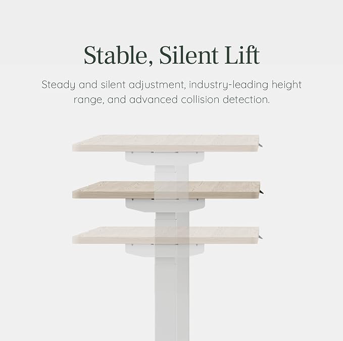 Branch Duo Standing Desk 58 Inches - Adjustable Standing Desk with 20” Range - OLED Control Panel - Frameless Design & Compact Size Suitable for Many Spaces - White Top - Charcoal Base