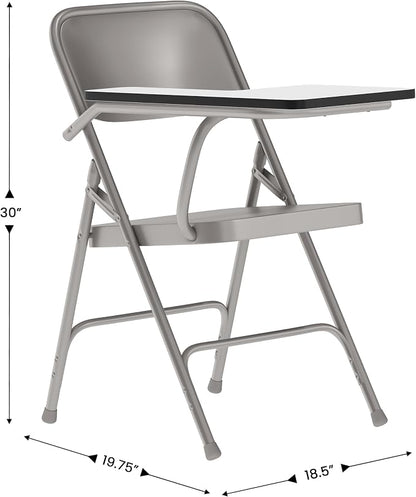 Flash Furniture Rutherford Steel Folding Chair with Right Handed Tablet Arm, Commercial Foldable Conference Room Tablet Arm Chair, Set of 2, Gray