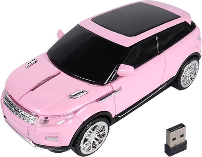 Car Mouse Mini Small Cool SUV Car Shaped Wireless Mouse Portable 2.4GHz Optical Cordless Mice with USB Receiver 3 Buttons for Office School Travel for Laptop PC Desktop Computer Gift (Pink-1 Pack)