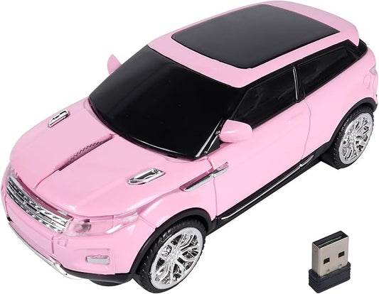 Car Mouse Mini Small Cool SUV Car Shaped Wireless Mouse Portable 2.4GHz Optical Cordless Mice with USB Receiver 3 Buttons for Office School Travel for Laptop PC Desktop Computer Gift (Pink-1 Pack)