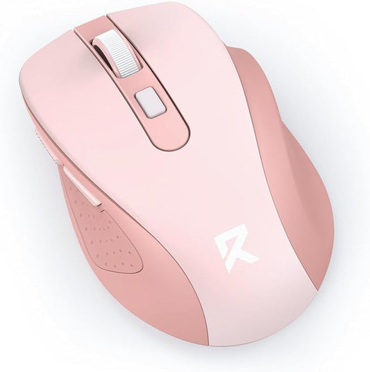 Redragon Wireless Mouse for Laptop, Bluetooth Mouse (BT5.0/3.0&2.4G) with 5 Level 4000DPI, Silent Cordless Computer Mice 6 Buttons,18 Months Battery,Compatible with PC, Laptop, Desktop-Pink