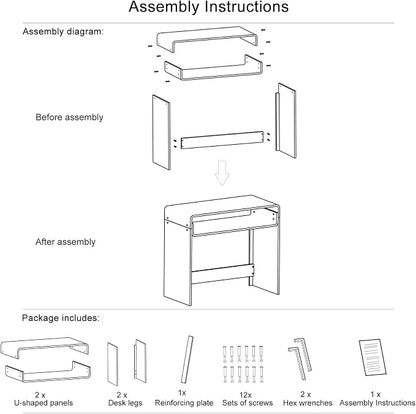 Acrylic Office Desk, Modern Laptop Writing Study Table with Open Storage, Transparent Console Entryway Table, 33.5" L x 15.8" W x 29.5" H, for Home, Bedroom (Clear)