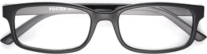 Foster Grant Men's Boston Rectangular Reading Glasses, Black/Transparent, 54 mm
