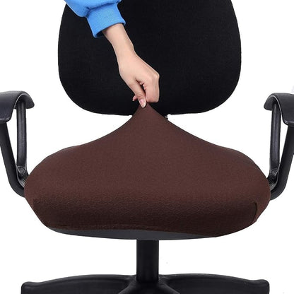 Smiry Stretch Jacquard Office Computer Chair Seat Covers, Removable Washable Anti-dust Desk Chair Seat Cushion Protectors - Chocolate