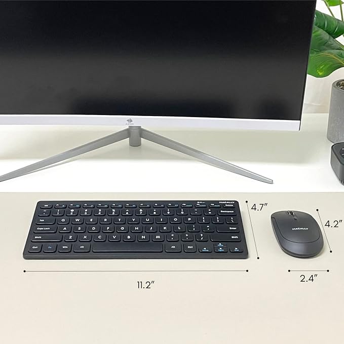 Macally Small Wireless Keyboard and Mouse Combo - Quiet Productivity Duo - 2.4G Wireless Compact Keyboard and Mouse for PC - 78 Key Mini Keyboard and Mouse with Slim Body, Click Buttons, & 3 DPI Modes