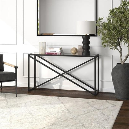 Calix 55'' Wide Rectangular Console Table in Blackened Bronze
