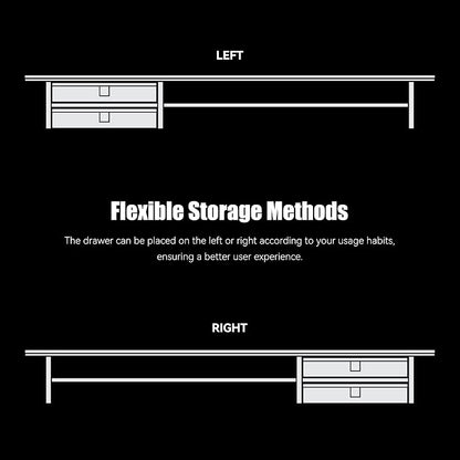 FENSULN Dual‑Tier Monitor Stand Riser with Drawers, Desktop Organizer Shelf Storage for Computer Screen 2 Monitors, Supports for PC Computer Monitor, Printer, Heavy TV Riser Brown and Black